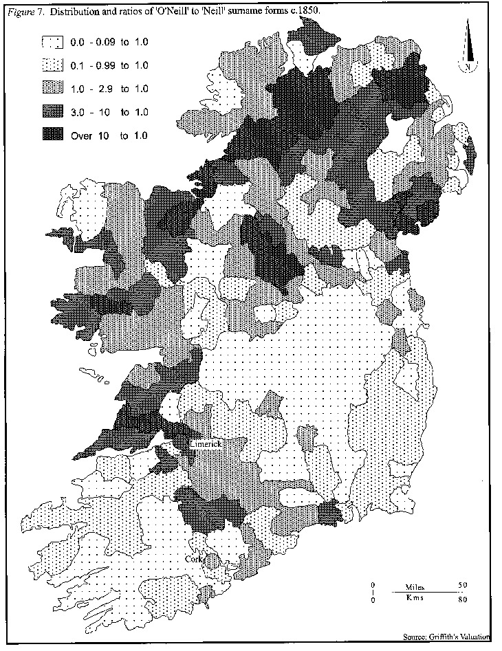 OLD IRELAND IRISH MAP Genealogy Obrin Ocallahan Oconner Oconnor Oclery SURNAMES 