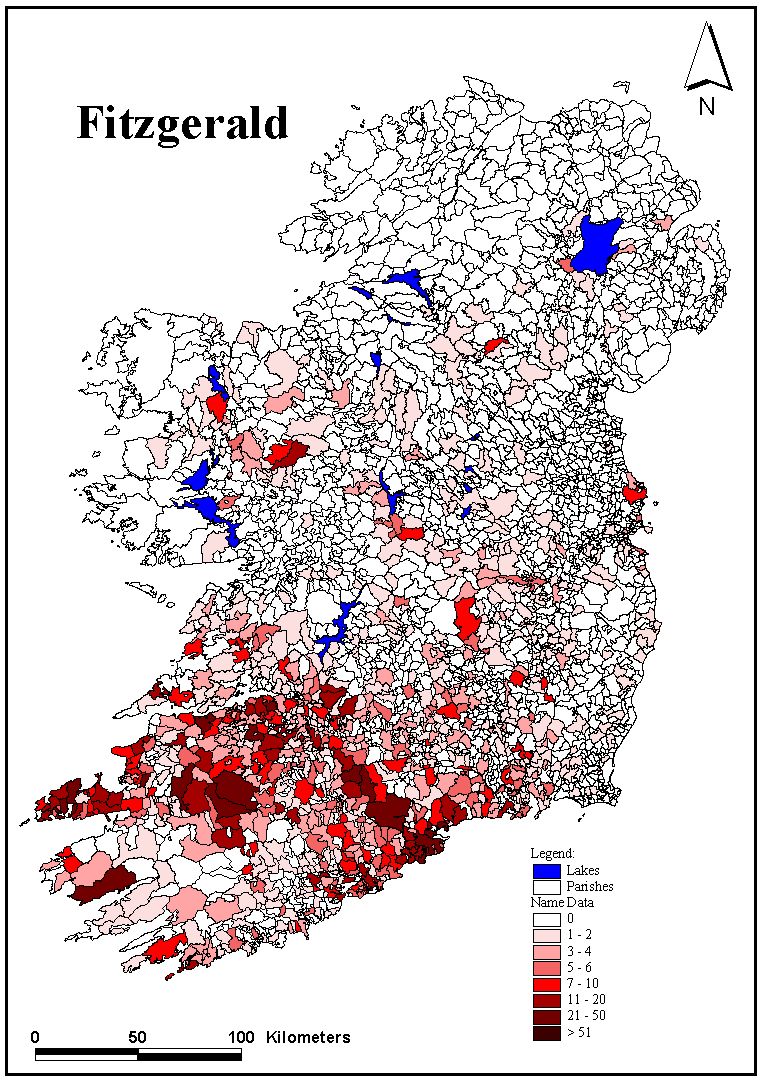 OLD IRELAND IRISH MAP Genealogy Dillon Don Dowdall Eustace Fanad French SURNAMES 